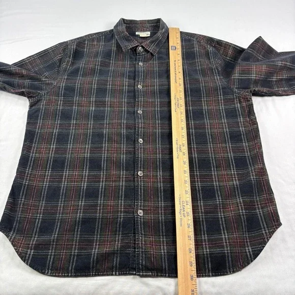 Carbon 2 Cobalt Corduroy Shirt Mens Large Plaid Button Up Long Sleeve - Picture 5 of 8